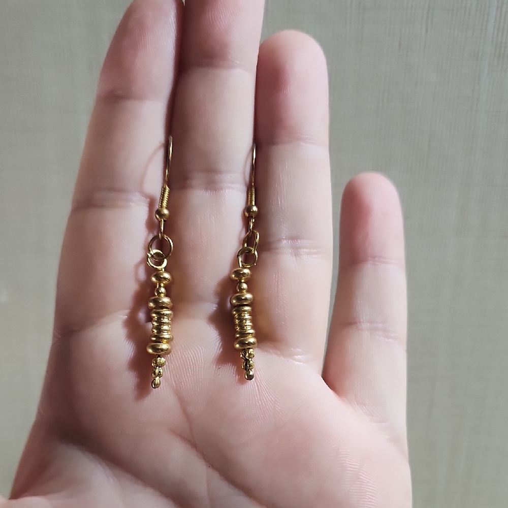Antique Gold Coil Drop Earrings